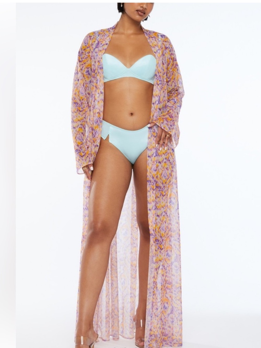 Savage x Fenty Floor Length Back Crisscross Tie Sheer Mesh Robe Size Xl/1X - Picture 1 of 10